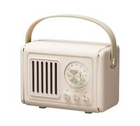fesoklaf Mini Vintage Bluetooth Speaker, Retro Bluetooth Speaker Rechargeable, Loud Volume, Bluetooth 5.0 Wireless TWS Connection, Support TF Card, U Disk and AUX Audio Input (Beige)