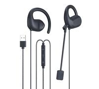 fesoklaf Open Ear Headphones, USB Wired Headset with Microphone for PC, Comfortable Computer Headset with Ear Hook, Inline Control for Calling, Online Meeting, Call Center