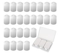 Fesorsi 25 Pcs Aluminum Tags for Engraving,Rectangle Stamping Blanks Tags,Sliver Military Dog Tags,Anodized Blank Metal Tags,Personalized Pet Dog ID Tags Blank with Hole DIY Pendants Decorative Craft
