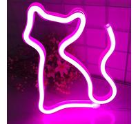 Fespcj Cat Neon Sign, USB or 3-AA Battery Operated, LED Light Table Decoration, Girls Bedroom Wall Decor, Birthday Gifts for Kids, Wedding Party Supplies Business Gifts(Pink)