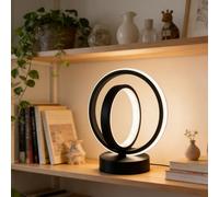 Fespcj Nordic Art Double Ring LED Table Lamp Creative Geometric 3 Color Dimmable Bedside Decor Lamp Lighting for Coffee Shop Living Room Office Bedroom