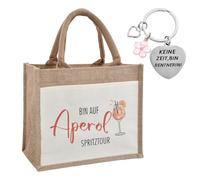 FESSOSKO Elegant Retirement Gift - Eco-Friendly Jute Tote Bag with Heart Keyring for Ladies, Perfect for Farewell, Birthday, Travel, Picnic & Beach - Personalized & Reusable