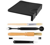 FESSOSKO Silicone Coffee Tamper Mat, Espresso Tamping Mat, Anti Slip Coffee Mat with 5 Coffee Brushes, Portafilter Mat for Barista Espresso Machine Accessory, for Home and Cafe Baristas