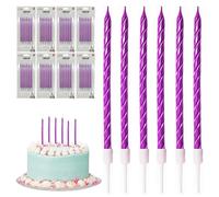 Festa Centro (Purple) 48 Pieces Spiral Metallic Birthday Candles and Parties for Anniversary, Wedding, Candles Birthday Cake Decorations