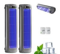 Festberg Cooling Ace, Qinux Brizaac, Brizac Air Cooler, Portable Air Conditioner Cooling Fan Silent Operation, with 3 Speeds and LED Touch Screen, for Bedroom, Office, Stay Cool In Summer (2PC-Blue)