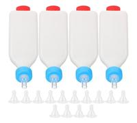 FESTFENDS 1 Set Lamb Feeding Bottle: 800ML/27oz Hang Upside Down Goat Milk Bottle - 4pcs Livestock Calf Feeder with 14 Nipples - Thick Nursing Jar for Sheep Cattle