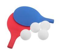 FESTFENDS 1 Set Portable Table Tennis Racket Set for Kids, Red Blue Plastic Paddles with 4 Balls, for Backyard, Beach, Travel, Camping & Family Gatherings