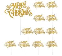 FESTFENDS 12pcs Golden Paper Christmas Cake Picks Snowflake Shape for Cake Decorating and Party Cupcake Decor Creative and Merry Christmas Topper