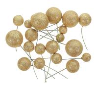 FESTFENDS 20Pcs Glitter Foam Ball Cake Toppers DIY Mini Ball Cupcake Picks Shiny Gold Decorations for Birthday Wedding Party Baking Supplies