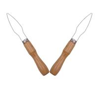 FESTFENDS 2pcs Button Hook Tool with Wooden Handle Metal Construction for Quick Button Attachment Travel-Friendly Design for Seniors and Disability Assistance