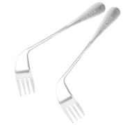 FESTFENDS 2pcs Ergonomic Curved Stainless Steel Fork for Elderly Right Handed Self-Feeding Patients Dining Aid Practical Angled Utensil for Disabled and Bedridden Users