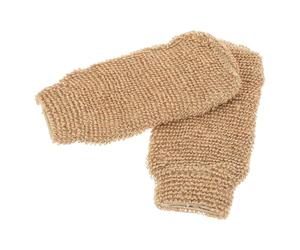 FESTFENDS 2pcs Jute Body Cleaning Gloves for Bathing and Showering, Portable Brown Exfoliating Gloves that Create Rich Lather, for Back Exfoliator Shower and Body Washing