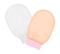 FESTFENDS 2pcs Korean Exfoliating Mitts Made of Faux Silk for Bath Routine and Travel, Soft and Stylish Washcloth Gloves for Removing Dead Skin Cells and Comprehensive Skincare