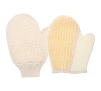 FESTFENDS 2pcs Natural Exfoliating Bath Shower Gloves Made with Cotton, Linen and Sisal Full Coverage Body Scrub Mitts Gentle on The Skin for Bath and Shower Use