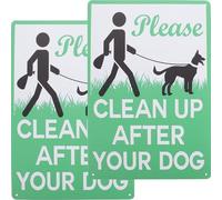 FESTFENDS 2pcs Outdoor Dog Waste Warning Signs with Iron Material and Clearly Visible Font for Garden and Courtyard, Practical Dog Yard Vintage Iron Signs to Remind Pet Owners
