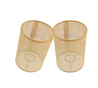 FESTFENDS 2pcs Rattan Braided Lampshades for Ceiling Lights, Decorative Hallow Lamp Covers with Metal Frame, Softening Bright Light and Eye Protection for Bedroom and Home
