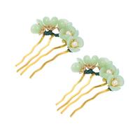 FESTFENDS 2Pcs Retro Floral Hair Fork Set, Classical Chinese Flower Hairpin Accessories for Women, Elegant Jade Hair Stick for Traditional Hairstyles and Bridal Use