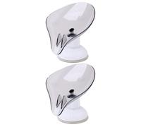 FESTFENDS 2pcs Rotatable Suction Cup Soap Holder Tray Set Self-draining Gray Leaf-shaped Soap Dish Storage for Bathroom Wall Practical for Shower and Sink