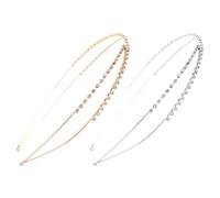 FESTFENDS 2pcs Shiny Rhinestone Crystal Cross Headbands for Wedding Party Prom Engagements Elegant Hair Accessories in Silver and Rose Gold Glamorous Bead Embellished Bridal Hairbands for