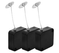 FESTFENDS 3pcs Anti-Theft Pull Box with Retractable Steel Cable Lock for Remote Control Mobiles Tablets Black