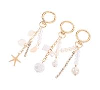 FESTFENDS 3pcs Beach Phone Charm Set with Sea Shell Motif, Cute Zinc Alloy and Plastic Key Rings, Multiple Uses Including Backpack Charms and Daily Life Accessories for Women