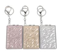 FESTFENDS 3pcs Mini Folding Purse Mirror with Keychain Clip, Double-Sided Pocket Travel Mirror, High-Gloss Wavy Texture, 7.5 x 5.5 x 1 cm, Pink/Silver/Gold