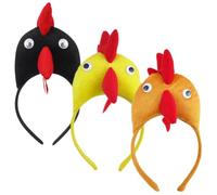 FESTFENDS 3pcs Rooster Headbands for Easter Hair Bands Adjustable Size Comfortable Wearing Experience Cartoon Rooster Shape Headwear for Festivals and Photoshoot