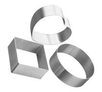 FESTFENDS 3pcs Stainless Steel Mousse Cake Rings in Square, Heart Round Shapes for Baking, Reusable and Easy to Clean Dessert Mousse Ring Set for Household Baking