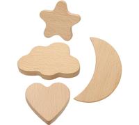 FESTFENDS 4pcs Beige Wooden Drawer Pull Handles with Cartoon Shape, Sturdy and Corrosion-Resistant Replacement Knobs for Wardrobe and Door, for Renewing Broken Furniture Knobs