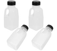 FESTFENDS 4pcs Beverage Packing Bottles Milk Container 320ml Pp Portable Flat-bottomed Small Bottle Practical Storage for Adults Lunch and Can Be Tucked into A Bag