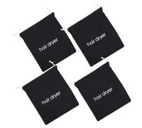 FESTFENDS 4pcs Black Cloth Hair Dryer Bags with Drawstring Closure Sturdy and Portable Travel Storage Pouches for Hair Dryers for Organising While Travelling