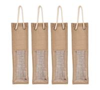 FESTFENDS 4pcs Jute Wine Bag Burlap Wine Bottle Holder Lightweight Reusable Gift Bags for Wedding Parties and Christmas Tree Presents