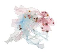 FESTFENDS 4pcs Large Organza Hair Bows with Long Ribbon Alligator Clips for Secure Non-slip Styling Accessories in Blue Purple Green Bean for Everyday and Party Wear