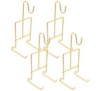 FESTFENDS 4Pcs Metal Teacup Display Stand with Saucer Holder, Gold Cup and Saucer Rack for Kitchen Countertop, Mug Rack for Tea Cup and Coffee Mug Organization