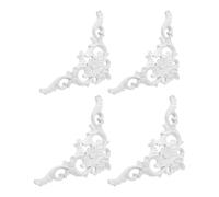 FESTFENDS 4pcs Vintage Rococo Ceiling Corner Molding with Embossed Floral Design, White Faux Plaster Carved Trim, Moisture Resistant Hard Plastic, 32.7x17.5x1.6cm, for Classic European