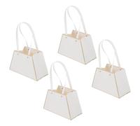 FESTFENDS 4pcs White Paper Flower Bouquet Bags with Handles Flower Packaging Bags for Florists and Bouquets Portable Handheld Wrapping for Giving and Events