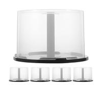 FESTFENDS 5pcs CD Spindle Storage Rack - Round Plastic Disc Organizer Empty DVD Bucket Slim Stackable Case Storage Tower With Black Base