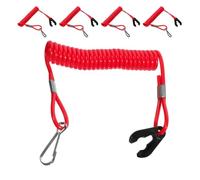 FESTFENDS 5pcs Emergency Stop Tether Cord for Boat Outboard Motor, Red Kill Switch Safety Lanyard with Plastic and Metal Materials, Convenient Operation for Boating and Marine Use