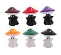 FESTFENDS 6 Sets Mini Ghost Figurines and Cute Tiny Mushroom Decorations, Lightweight Plastic Ornaments for Micro Landscape Diy, Versatile Use for Garden and Dollhouse Random Color