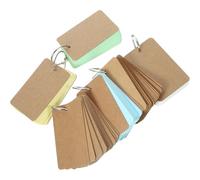 FESTFENDS 6pcs Portable Ring Binder Flashcards Set, 50 Blank Memo Cards Per Book in Yellow, Blue, Light Green, White, and Kraft, Student Study Notecards for Learning and Exam Revision