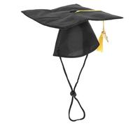 FESTFENDS Black Cloth Pet Graduation Cap with Tassel for Dogs and Mice Washable and Safe Material Puppy Graduation Hat and Party Celebrations