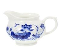 FESTFENDS Blue and White Porcelain Ceramic Milk Jug Gravy Boat Sauce Container with Handle, Traditional Chinese Floral Pattern Sauce Dispenser for Dining and Entertaining
