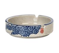FESTFENDS Blue Ceramic round Shaped Ashtray with Underglaze Finish, Multi-function and Reusable Design, for Restaurants and Bars, Creative Japanese Style Home Décor Accessory