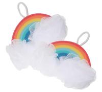 FESTFENDS Boys and Bath Sponge 2pcs Rainbow Body Scrubber Soft Mesh Shower Balls for Gentle Exfoliating and Dead Skin Removal in Bathtub