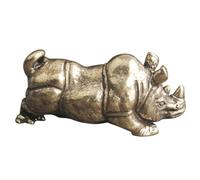 FESTFENDS Brass Rhinoceros Statue Decor with Smooth Surface and Space-saving Design, Vintage Miniature Indoor Desktop Ornament for Home and Office Decoration