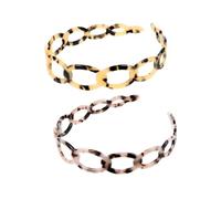 FESTFENDS Breathable Tortoiseshell Teeth Hair Hoops 2Pcs Lightweight Acrylic Headbands for Women Outdoor Activities and Photo Shoots Hollow Out Random Color