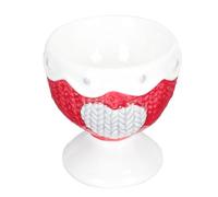 FESTFENDS Ceramic Egg Holder with Heart Patterned Relief Design, Convenient to Take at Breakfast, for Home Dining Room and Special Occasions