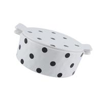 FESTFENDS Ceramic Serving Bowl with Lid and Handles 800ml White Multi-Purpose Kitchen Steamed Egg Bowl for Baking Cake and Daily Baking with Healthy Fine Workmanship