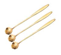FESTFENDS Coffee Spoons Creative Modern Golden with Long Handles 3 Pcs Stainless Steel and Petal Shaped Heads Mixing Spoons for Cafe and Kitchen Use