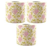 FESTFENDS Creative Bamboo Pulp Toilet Paper 3 Rolls with Rose Print Decorative Patterned Soft Tissue Rolls for Holiday Season Party Favour and Bathroom Use